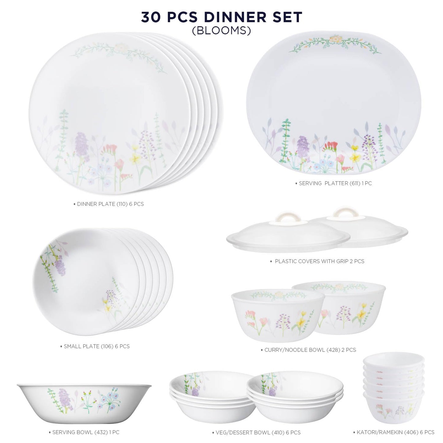 Corelle Blooms 30 Pcs Dinner Set