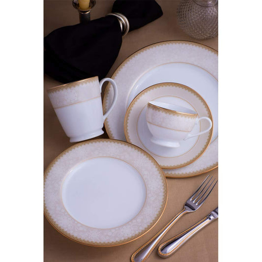 Noritake Japan - Porcelain Soup Bowls 6 pcs, Service for 6 - Luxury Dining and Kitchen Set - Hearth Collection Golden Chintz Golden Dinnerware Bowl Set
