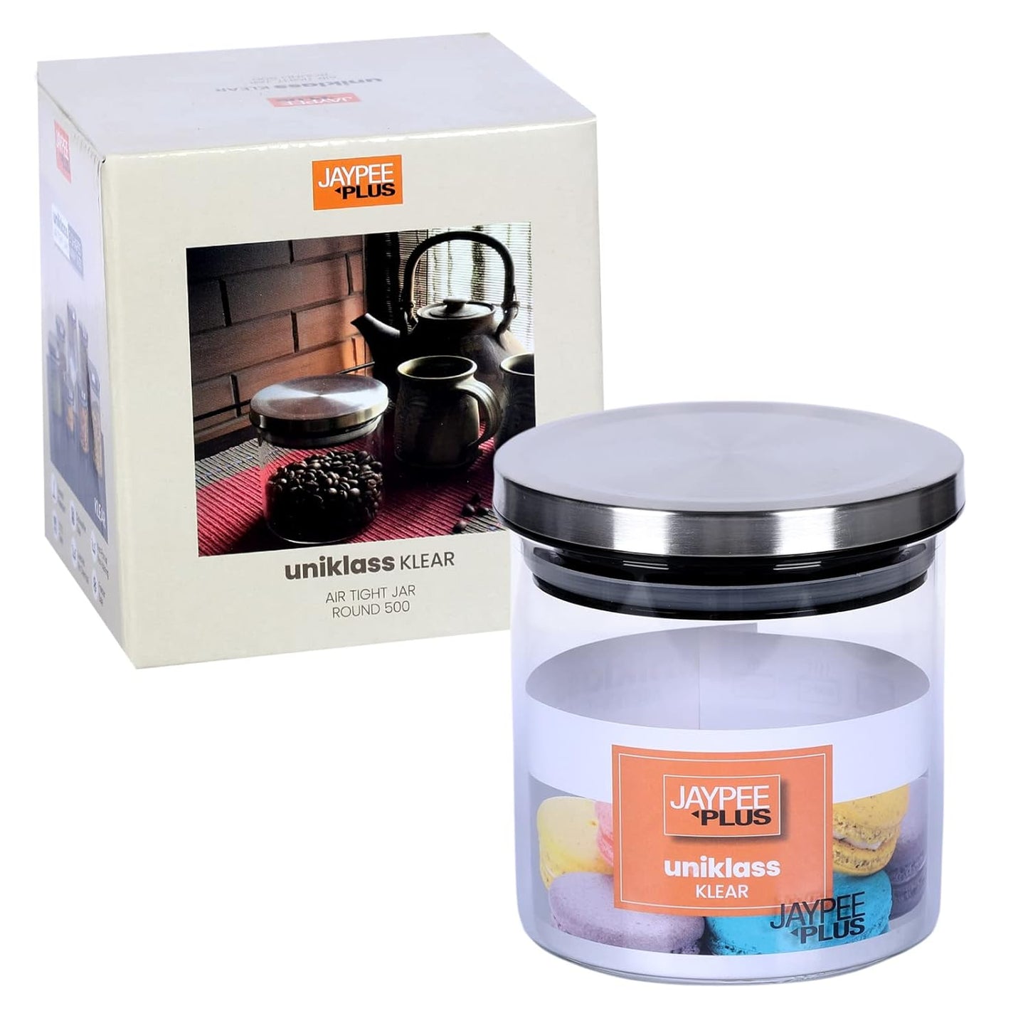 Jaypee Plus Uniklass Klear Round Borosilicate Kitchen Storage Jar Container With Airtight Lid