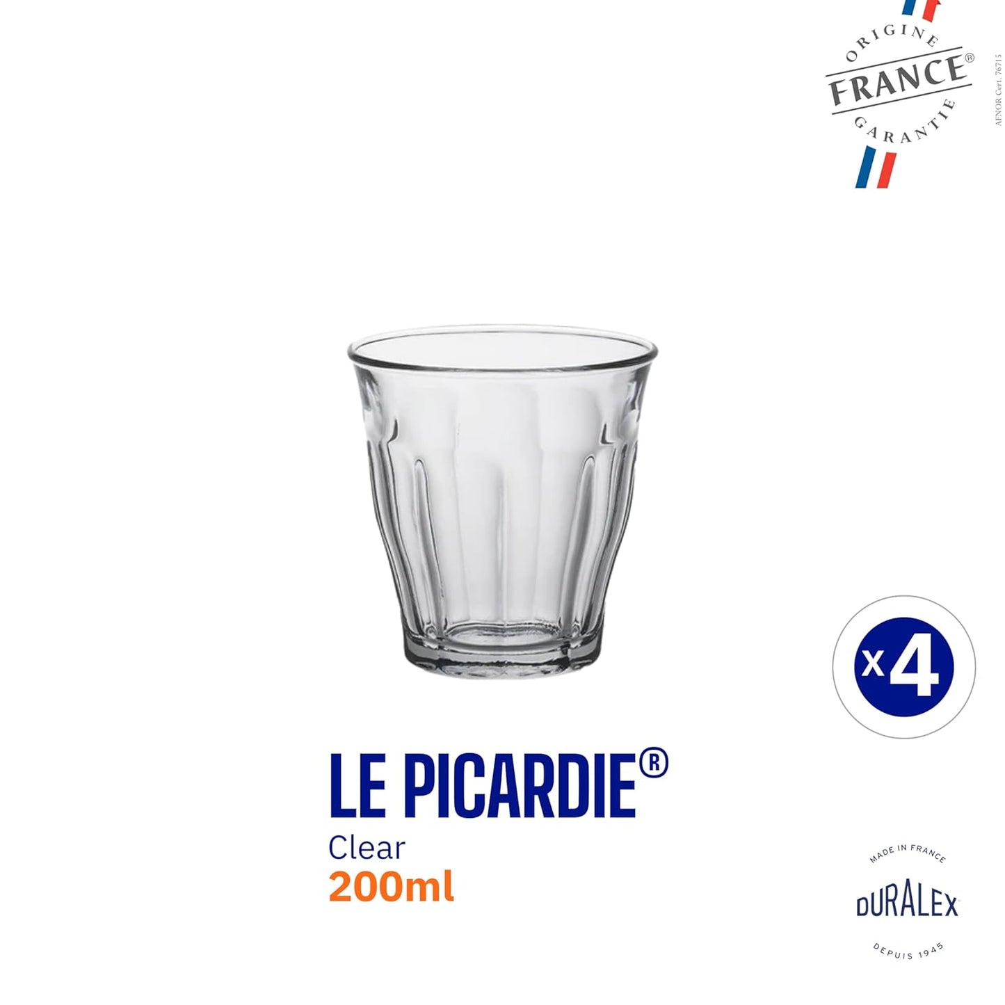 Duralex® Picardie Glass Tumbler 220ML Set of 6 Glasses
