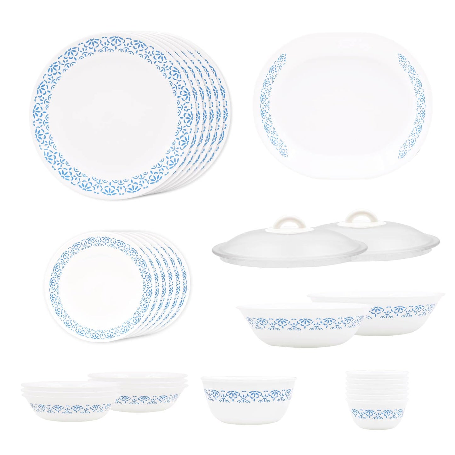 Corelle Skyline Bay Garden - 30 Pcs Dinner Set | for Family of 6| Break & Chip Resistant | Lightweight & Durable | Microwave & Dishwasher Safe