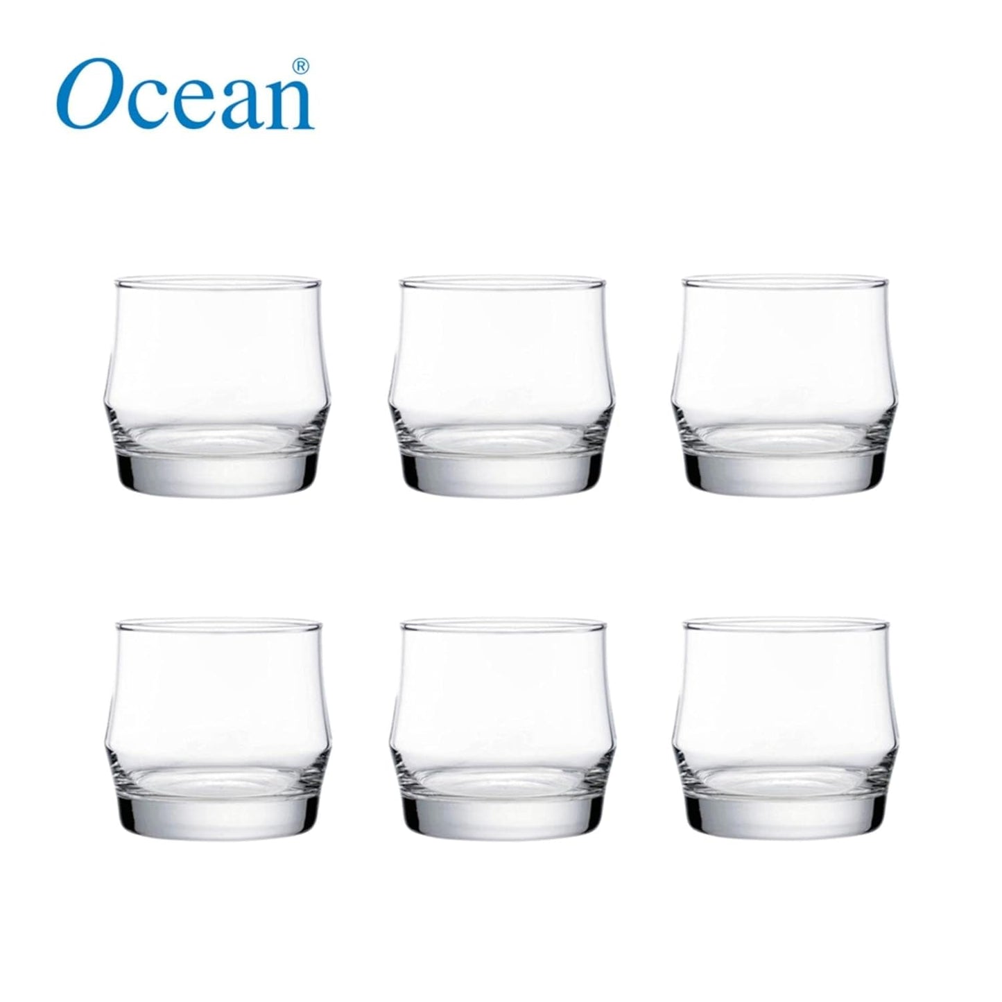 Ocean Glass Scotch/Whiskey Glass - Set of 6, Transparent, 340m