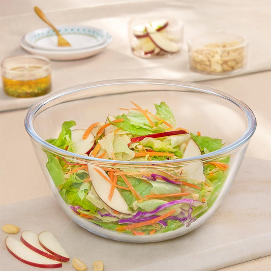 Borosil Glass Mixing & Serving Bowl, Oven & Microwave Safe Bowl, 1.7 L, Borosilicate Glass, Clear