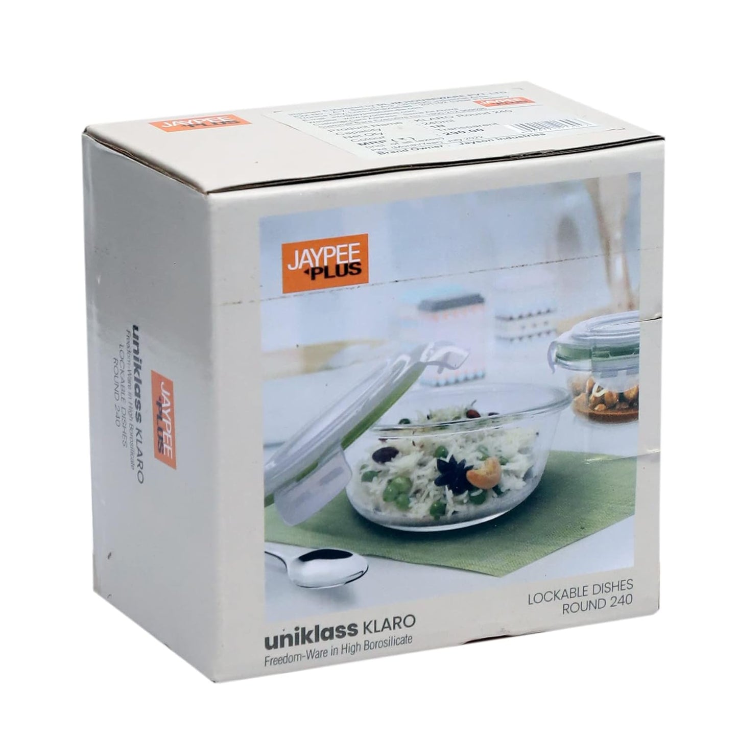 Jaypee Plus Klaro Round 240ML Glass Storange Container Transparent