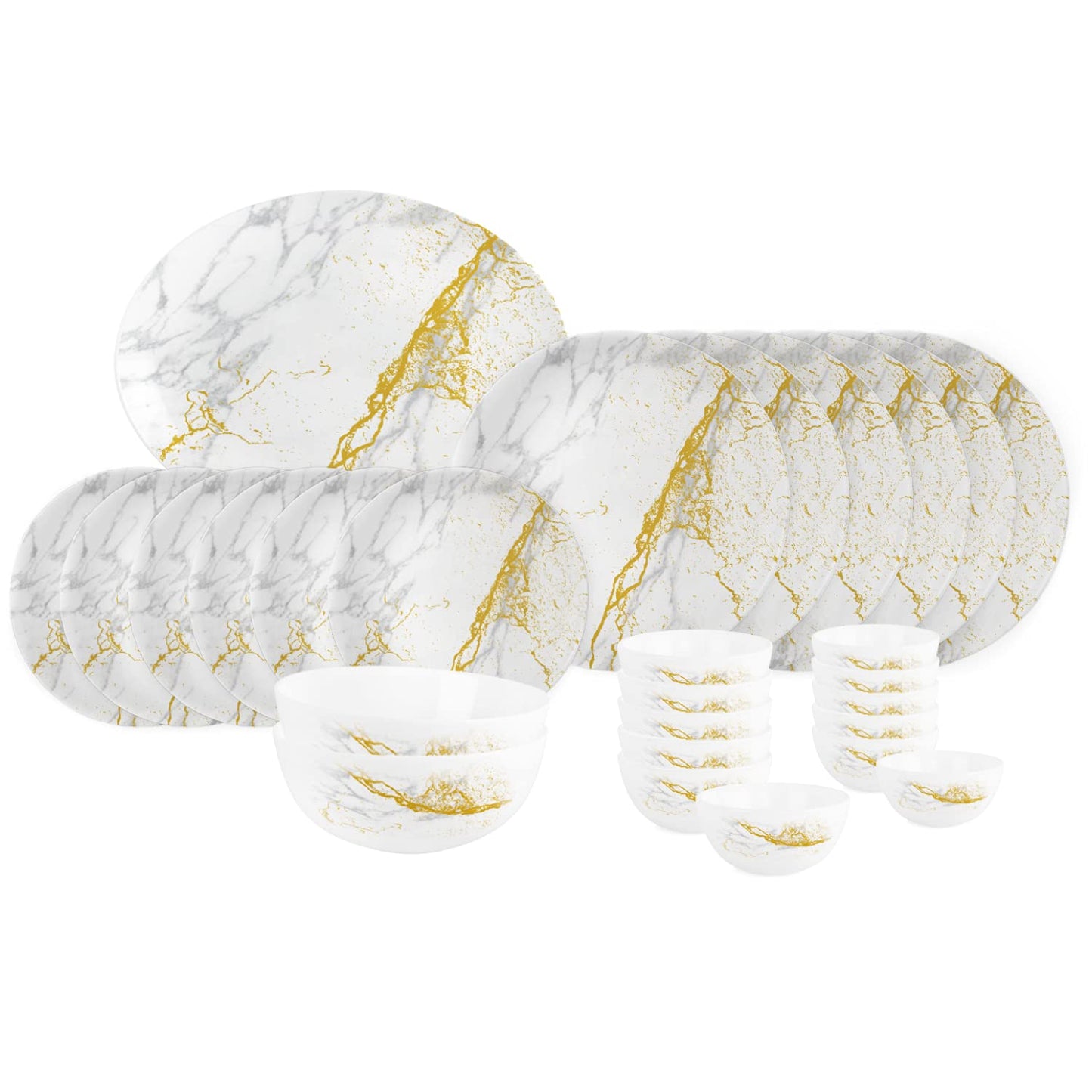 Cello Opalware Divine Marbella Dinner Set, 27PCs, White