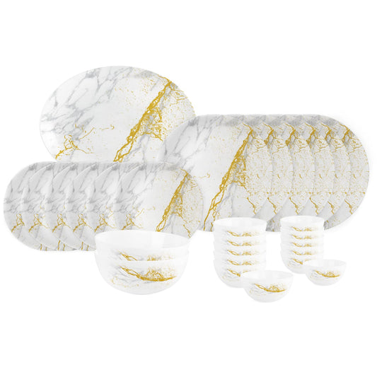 Cello Opalware Divine Marbella Dinner Set, 27PCs, White