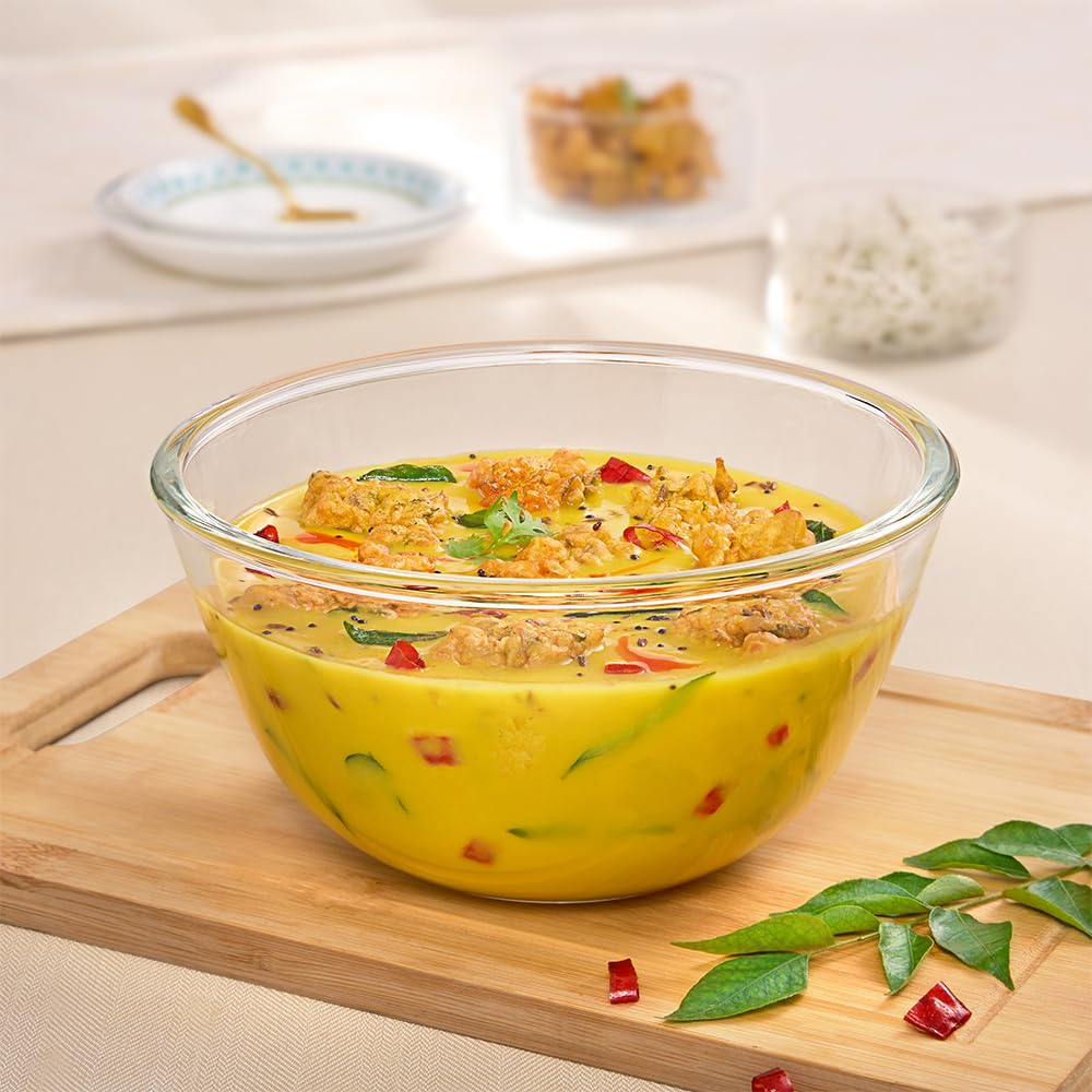 Borosil Glass Mixing & Serving Bowl, Oven & Microwave Safe Bowl, 900 ml, Borosilicate Glass, Clear