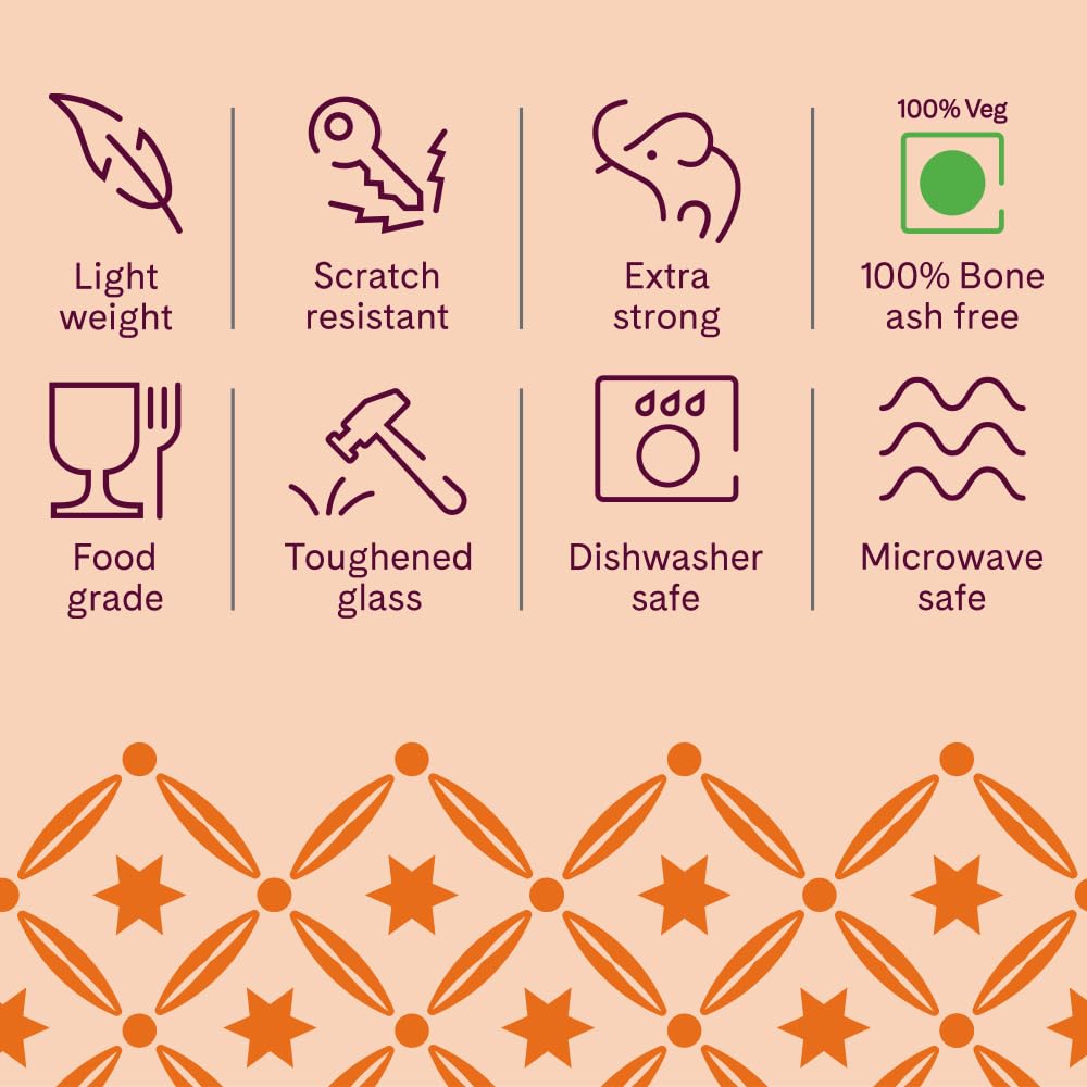 Larah by Borosil Ragina Kohinoor Series Opalware Dinner Set | 33 Pcs for Family of 6 | Microwave & Dishwasher Safe | Bone-Ash Free | Crockery Set for Dining & Gifting | Plates & Bowls | White