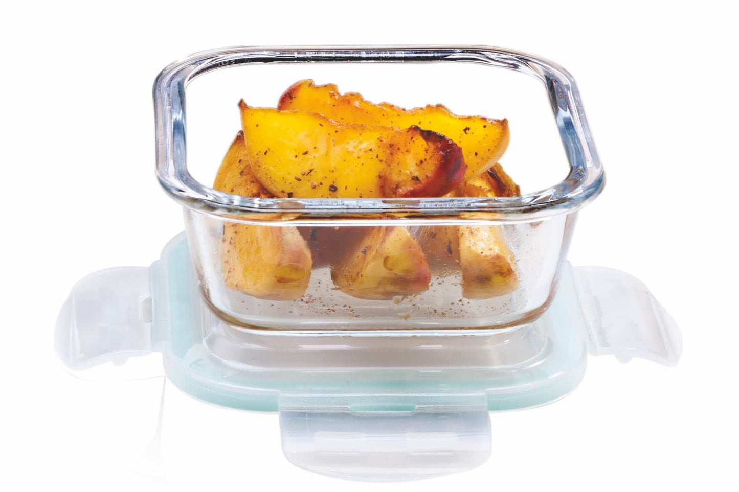 SignoraWare Lock N Store Borosilicate Glass Square Container | Trendy and stylish | Heat Resistant | Air Tight & Spill Proof | Microwave safe | Best for Storing Leftovers (1.1 Ltr | Clear)