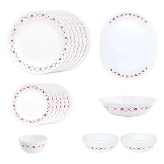 CORELLE Glass 21 Pc Round Dinner Set - Crown