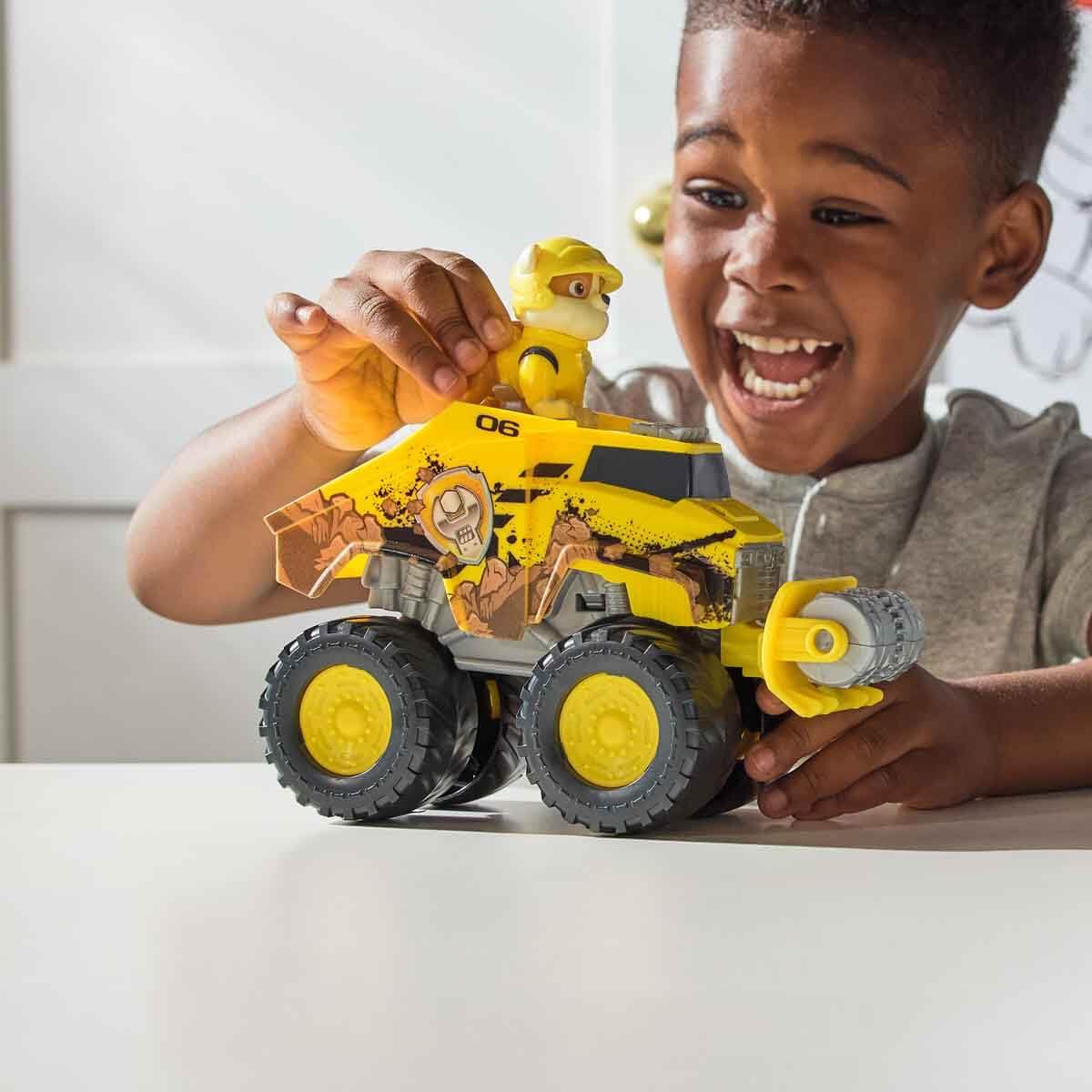 Paw Patrol Rubble Rescue Wheels - Collectable Action Car Figure - Children's Toy for 3 Years and Above | Rescue Wheels Excavator Pack with Roller with Rubble Figure Paw Patrol vehicle for children from 3 years old.