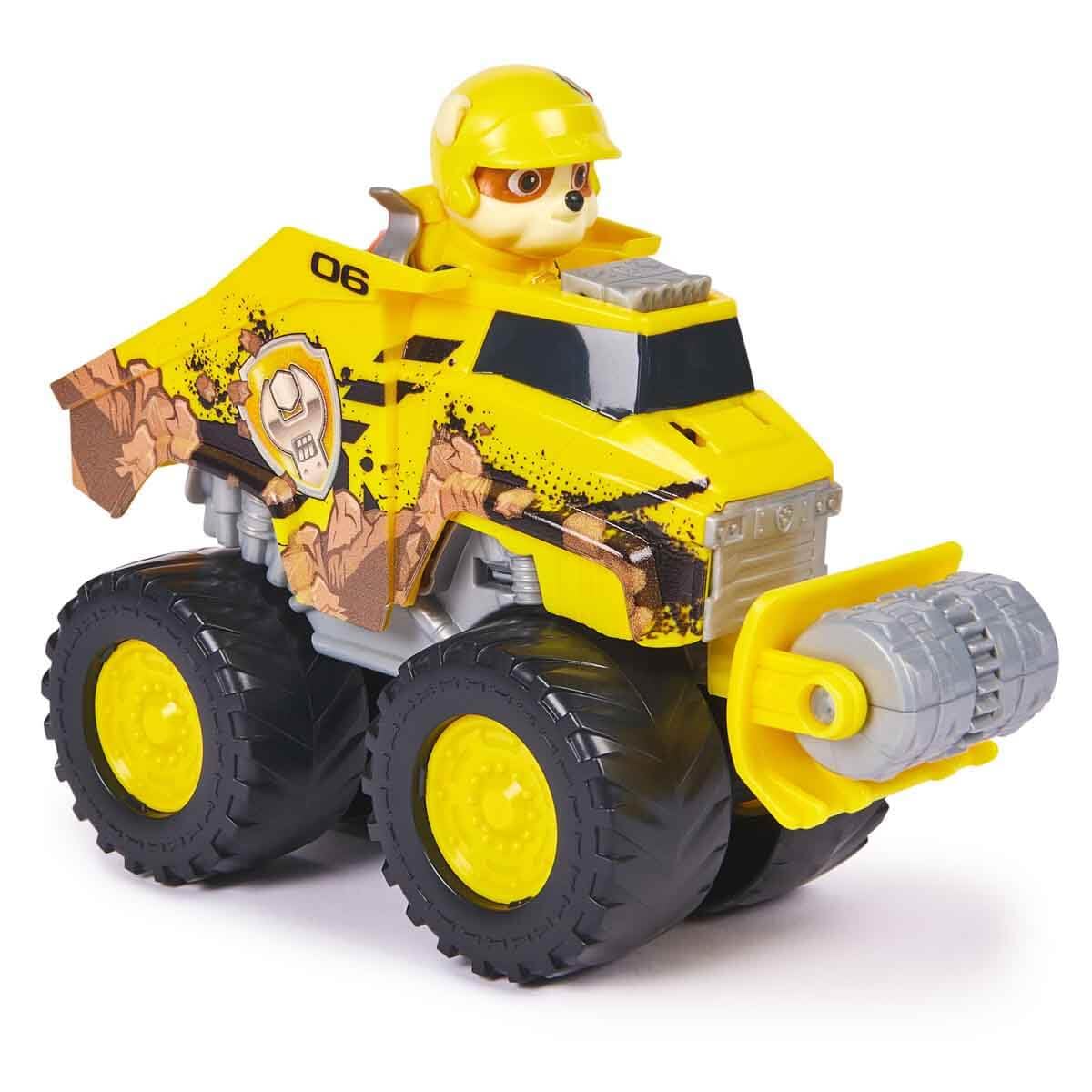 Paw Patrol Rubble Rescue Wheels - Collectable Action Car Figure - Children's Toy for 3 Years and Above | Rescue Wheels Excavator Pack with Roller with Rubble Figure Paw Patrol vehicle for children from 3 years old.