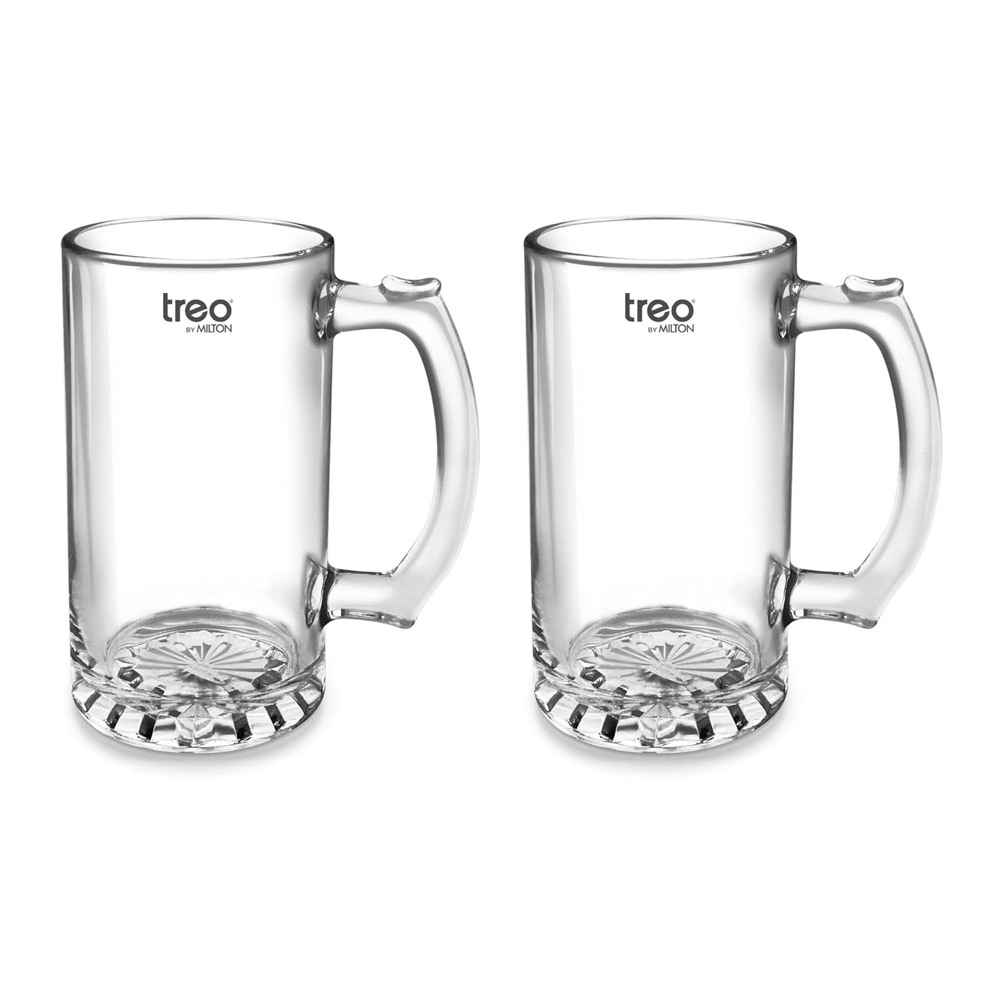Treo by Milton Thunder Cool Glass Beer Mug, Set of 2, 447 ml Each, Transparent Glasses for Beer, Drinks, Cocktail
