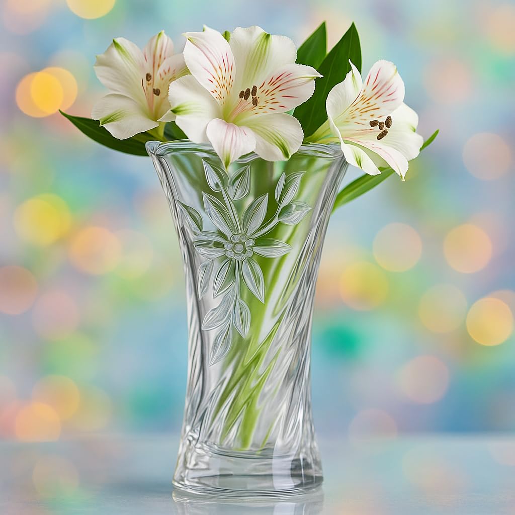 Roxx Arden Crystal Glass Vase – Tall Centerpiece for Living Room & Office Décor