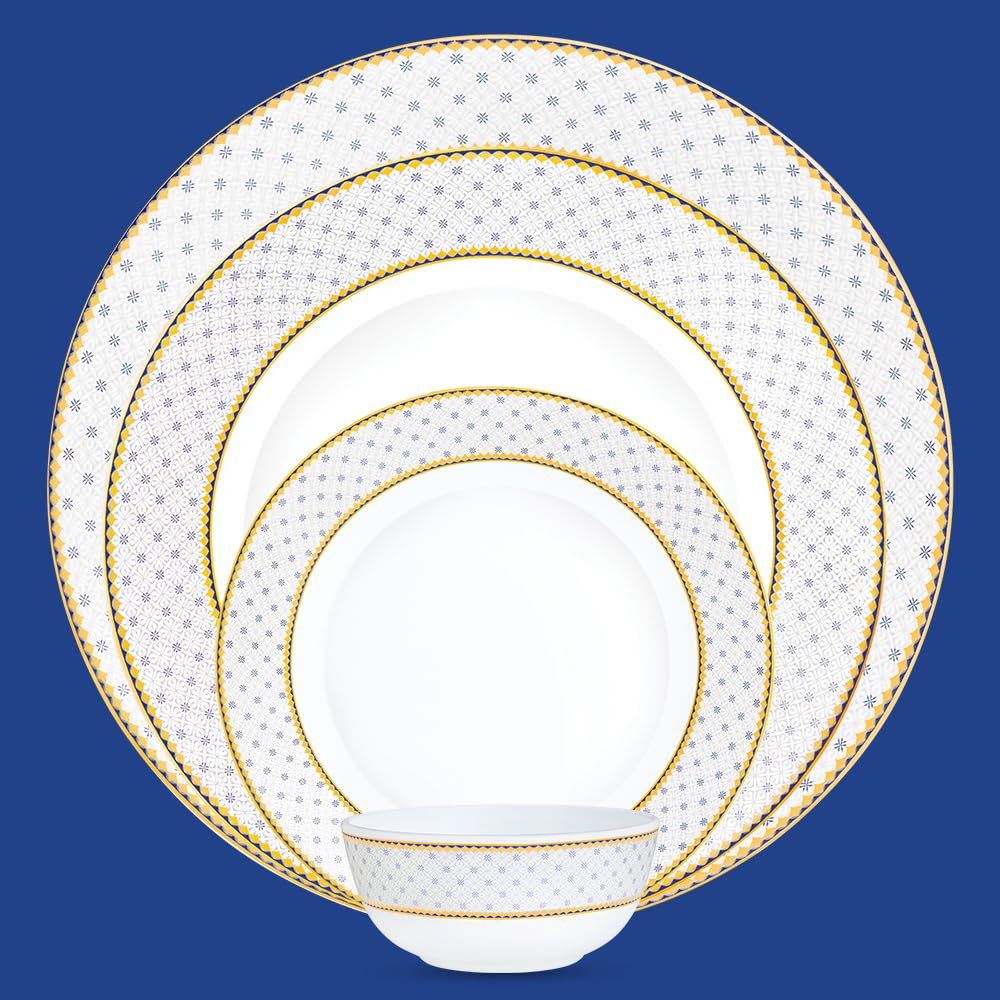 Larah by Borosil Premia Series Kosmia Opalware Dinner Set | 37 Piece for Family of 6 | Microwave & Dishwasher Safe | Bone-Ash Free | Crockery Set for Dining & Gifting | Plates & Bowls | White