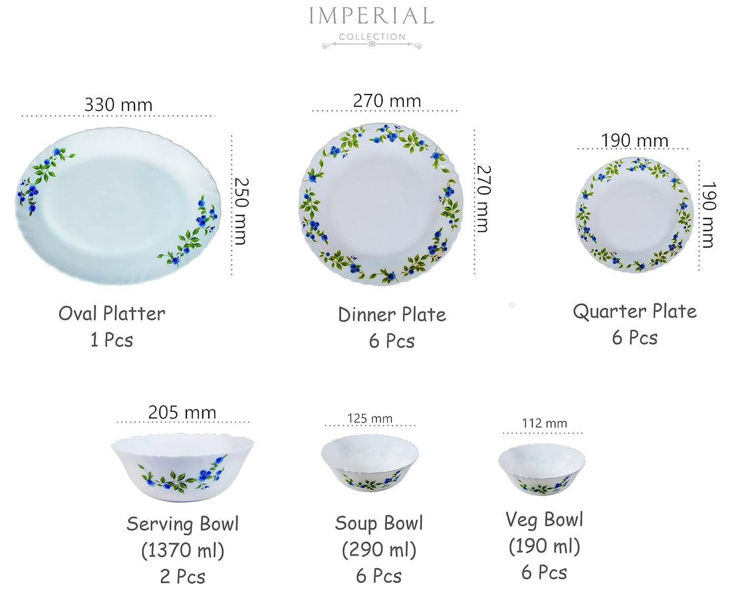 Cello Opalware Imperial Collection Moon Rose Dinner Set, 27-Pieces