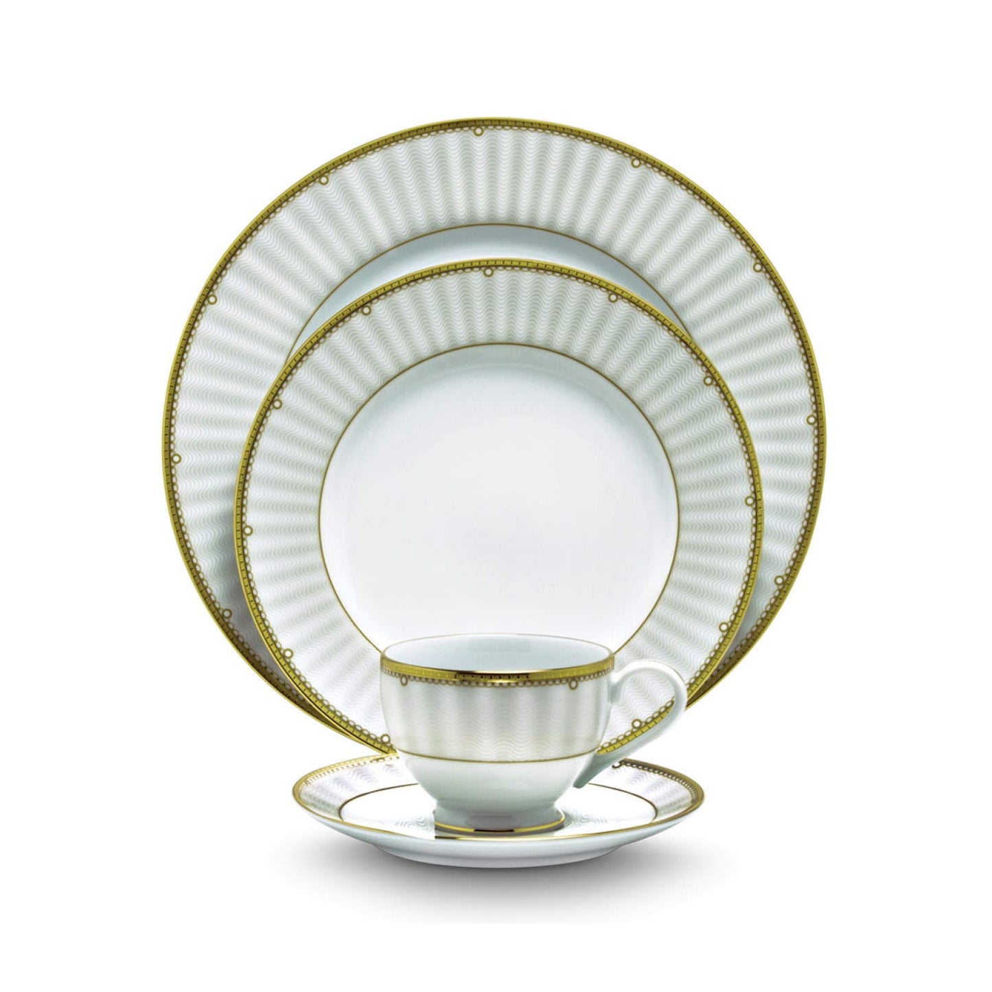 Noritake Japan Porcelain Ceramic Dinner Set 24K Gold, 21 Pieces, Service for 6 - Dining Set for Home - Crockery Dinner Set for Gift at Weddings - Plates Dinnerware Sets Hearth Collection Monarch Gold