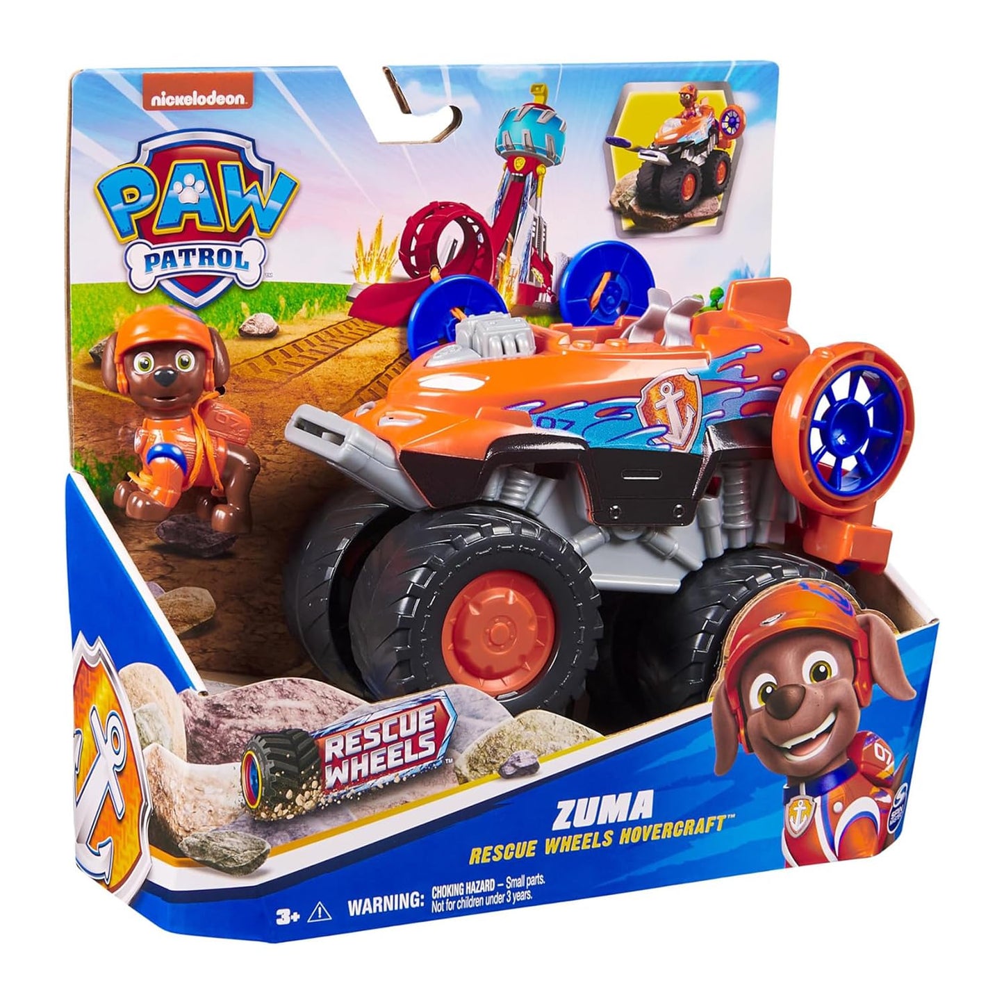 Paw Patrol Zuma Rescue Wheels - Collectable Action Car Figure - 2 Projectiles - Children's Toy for 3 Years and Above
