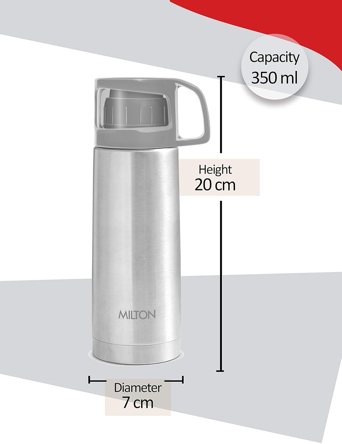 Milton Glassy 350 Thermosteel 24 Hours Hot and Cold Water Bottle with Drinking Cup Lid, 350 ml, Purple