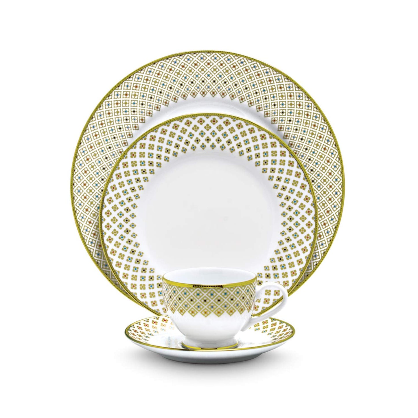 Noritake Japan - Porcelain Dinner Set of 37 pcs, Service for 8 - Luxury Dining and Kitchen Set - Hearth Collection Petite Fleur Golden Dinnerware Set
