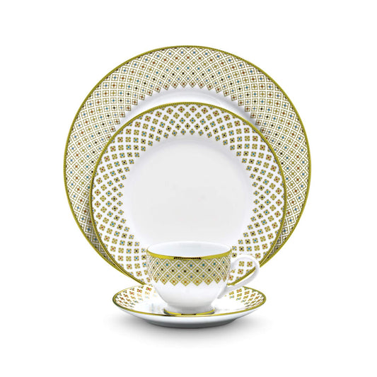 Noritake Japan - Porcelain Dinner Set of 37 pcs, Service for 8 - Luxury Dining and Kitchen Set - Hearth Collection Petite Fleur Golden Dinnerware Set