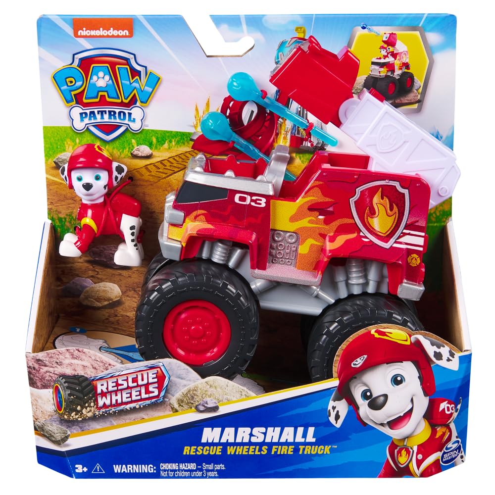 Paw Patrol Marshall Rescue Wheels - Collectable Action Car Figure - 2 Projectiles - Children's Toy for 3 Years and Above