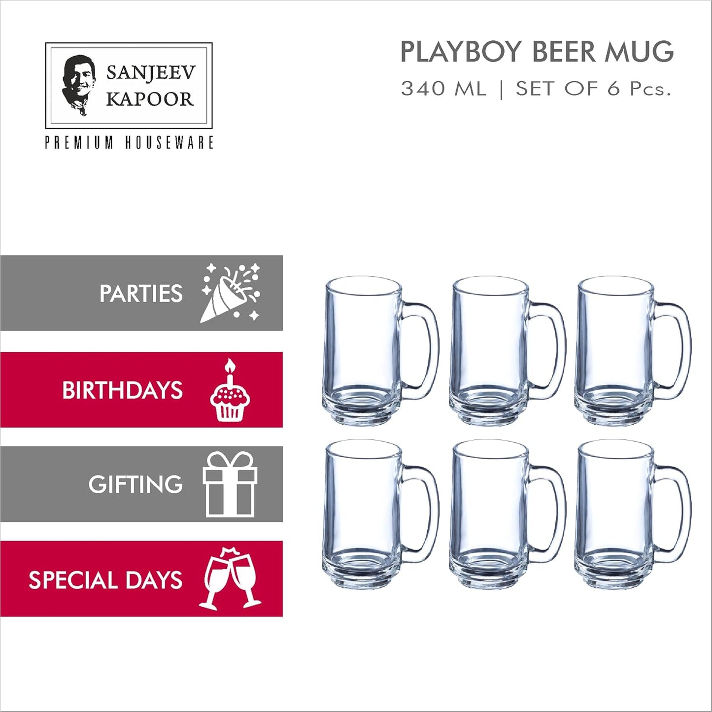 Sanjeev Kapoor Playboy Beer Mug 340 ml