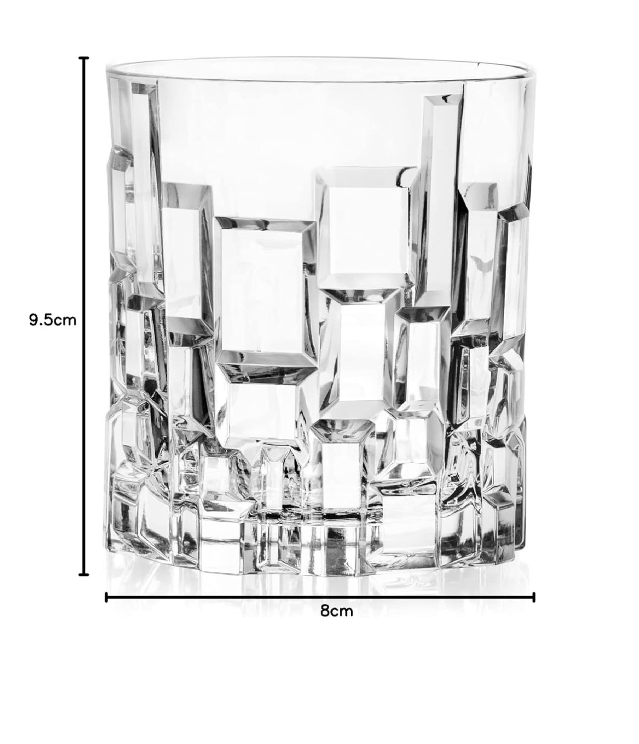 RCR Cristalleria Italiana ETNA Double Old Fashioned Crystal Whiskey Glasses - Set of 6 (330 ml,Italy Made)