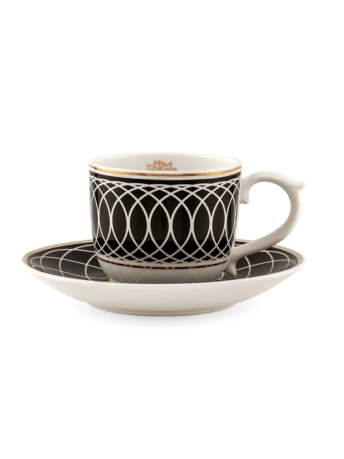 Clay Craft Fine Ceramic Maharani Cup & Saucer Set for Tea/Coffee of 12 (6 Cups + 6 Saucers) - 180 ml Each (Black)