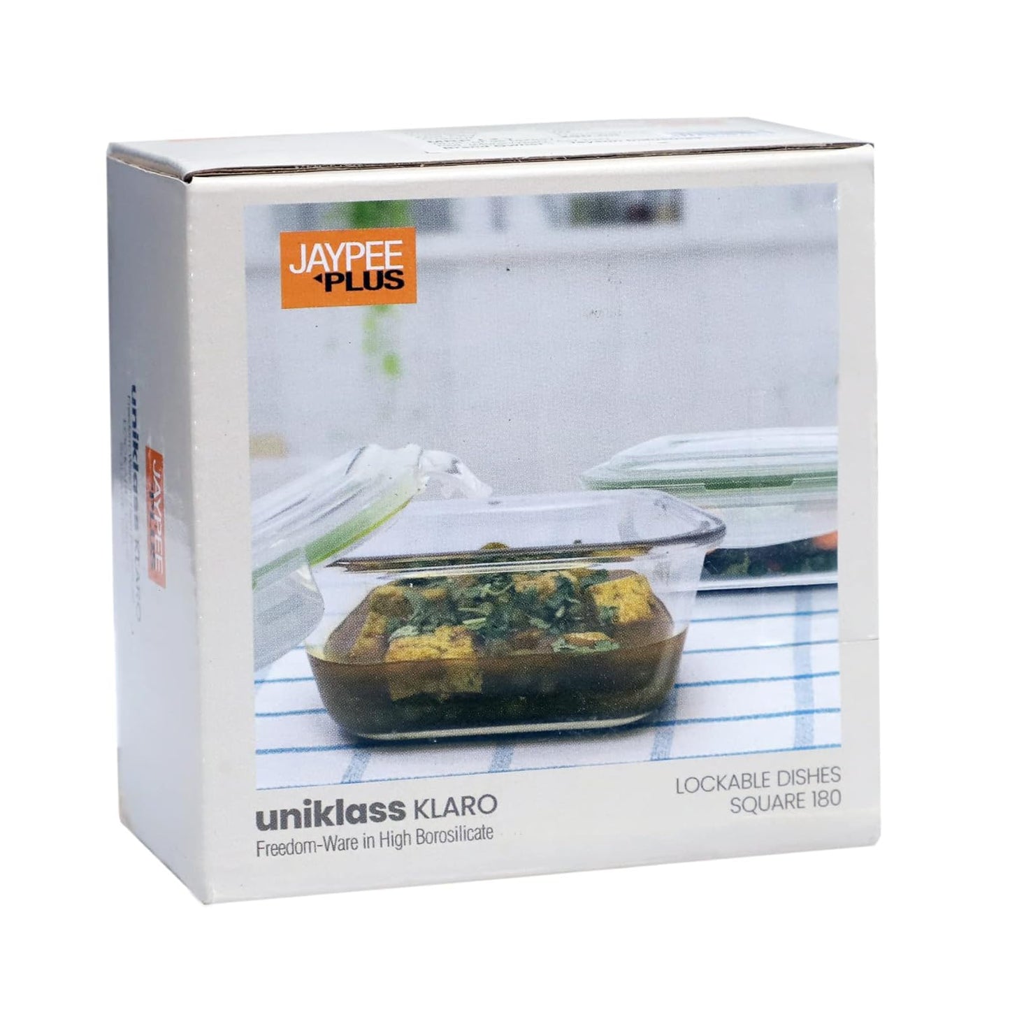 Jaypee Plus Klaro Square 180ML Glass Storange Container Transparen