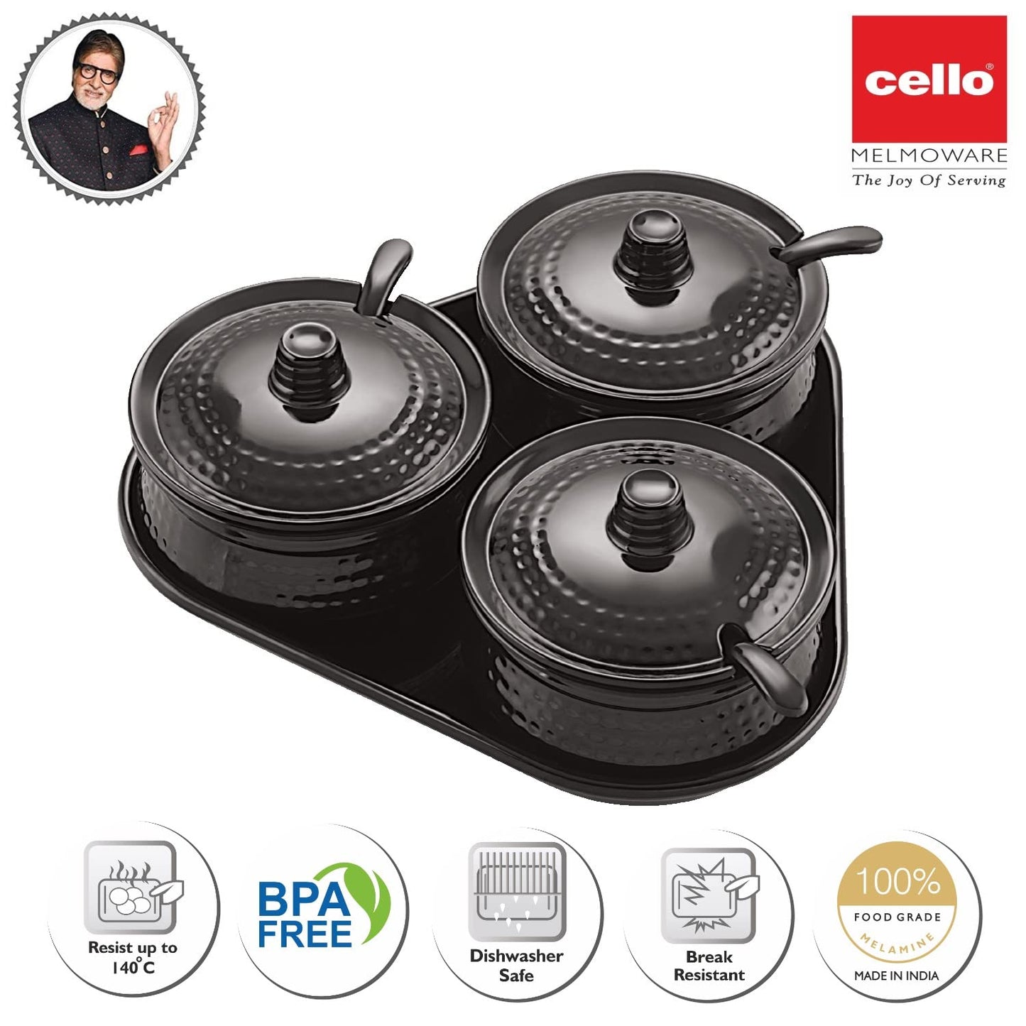 CELLO Melamine Mellow Pickle Set, Pack of 3
