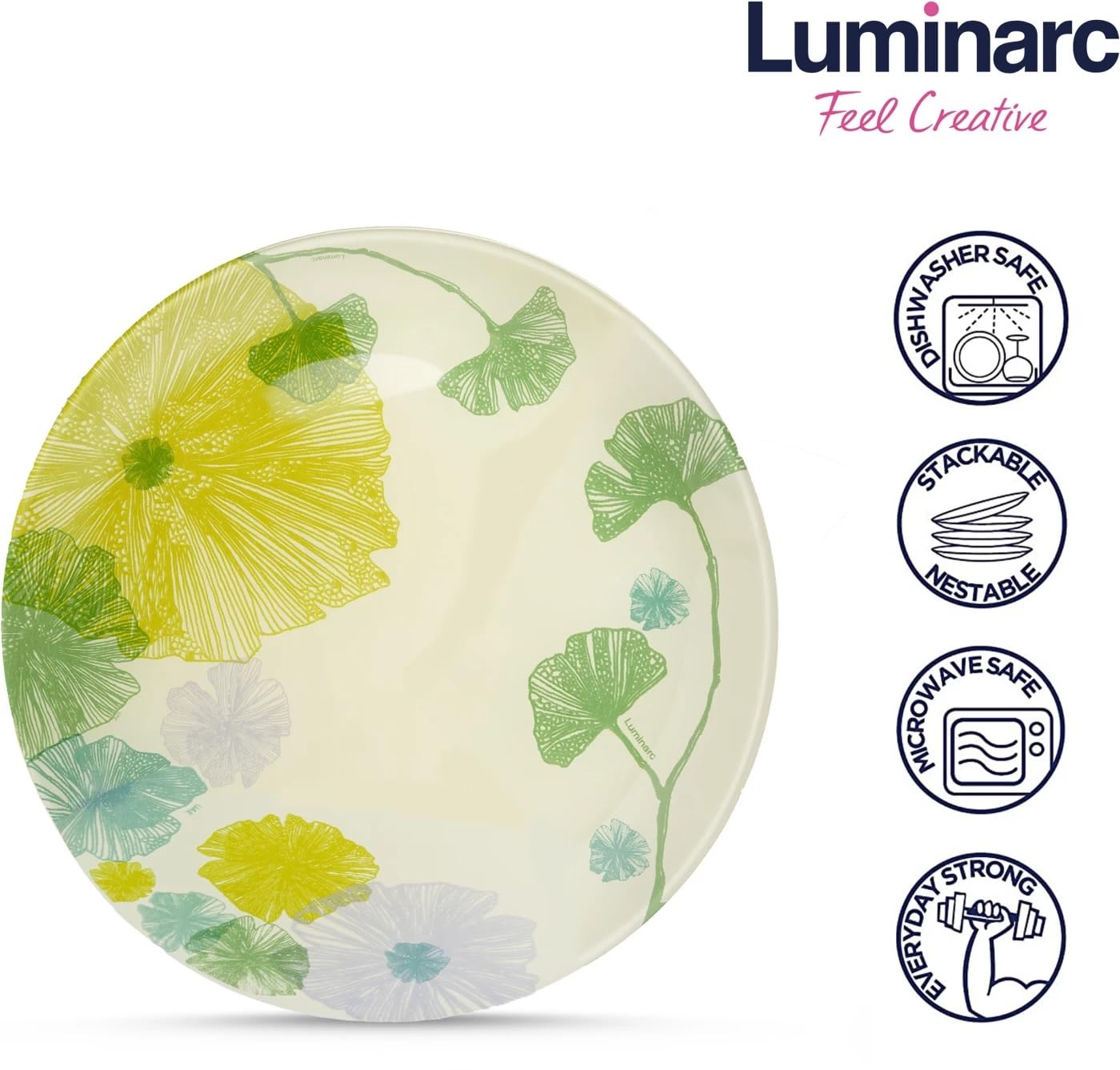 Luminarc printed Pack of 33pcs sodalime Glass Made in United Arab Emirates(UAE) French Style Design Dinner Set