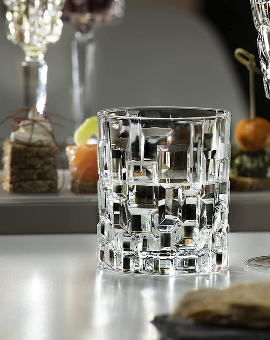 RCR Cristalleria Italiana ETNA Double Old Fashioned Crystal Whiskey Glasses - Set of 6 (330 ml,Italy Made)