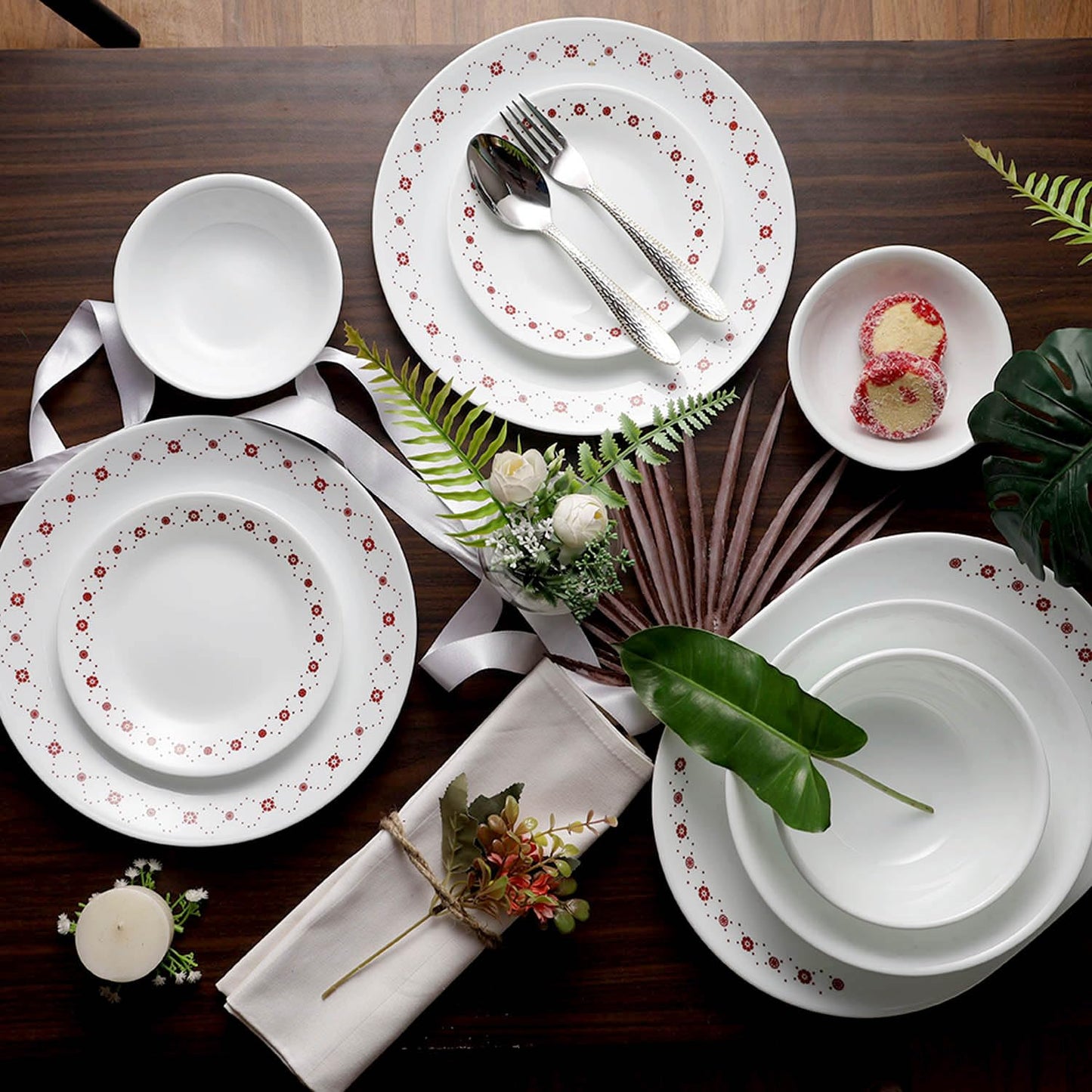 CORELLE Glass 21 Pc Round Dinner Set - Crown