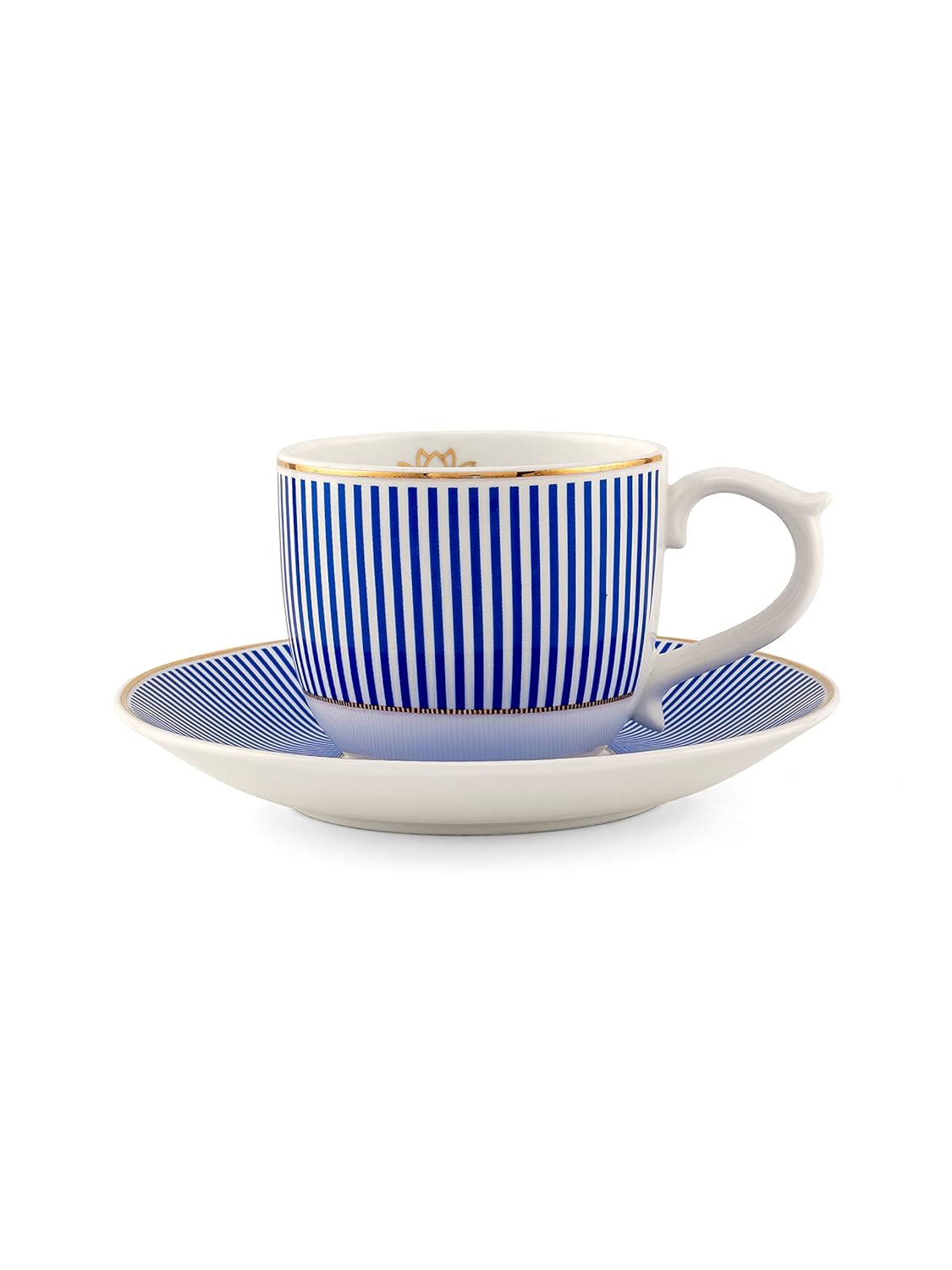 Clay Craft Fine Ceramic Maharani Cup & Saucer Set for Tea/Coffee of 12 (6 Cups + 6 Saucers) - 180 ml Each (Blue)
