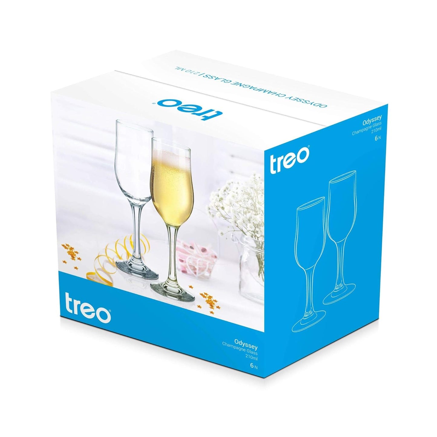 Treo by Milton Odyssey Champagne Glass Set of 6, 210 ml