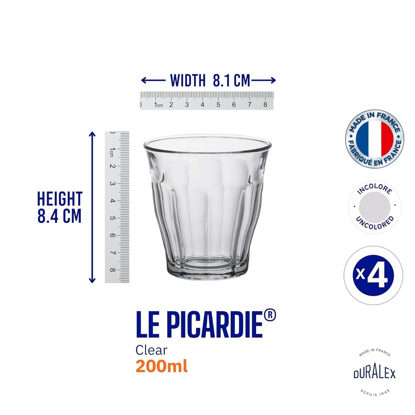 Duralex® Picardie Glass Tumbler 220ML Set of 6 Glasses