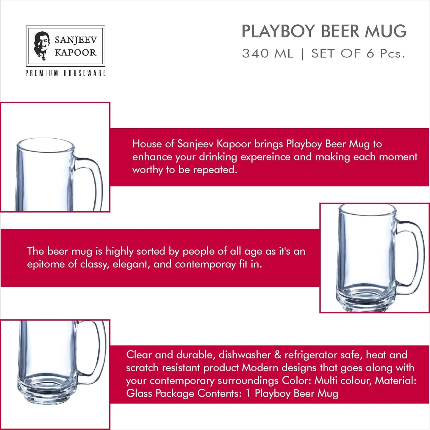 Sanjeev Kapoor Playboy Beer Mug 340 ml