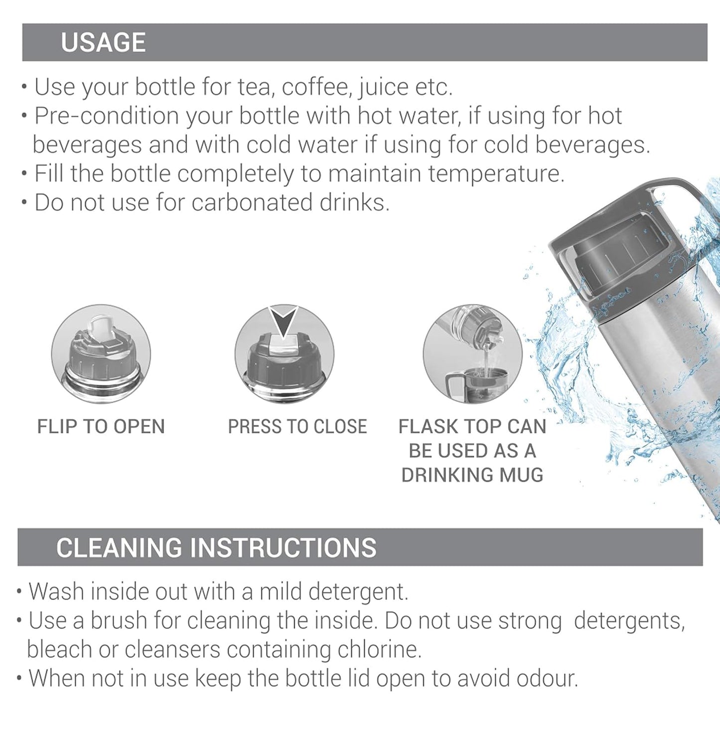 Milton Glassy 350 Thermosteel 24 Hours Hot and Cold Water Bottle with Drinking Cup Lid, 350 ml, Purple
