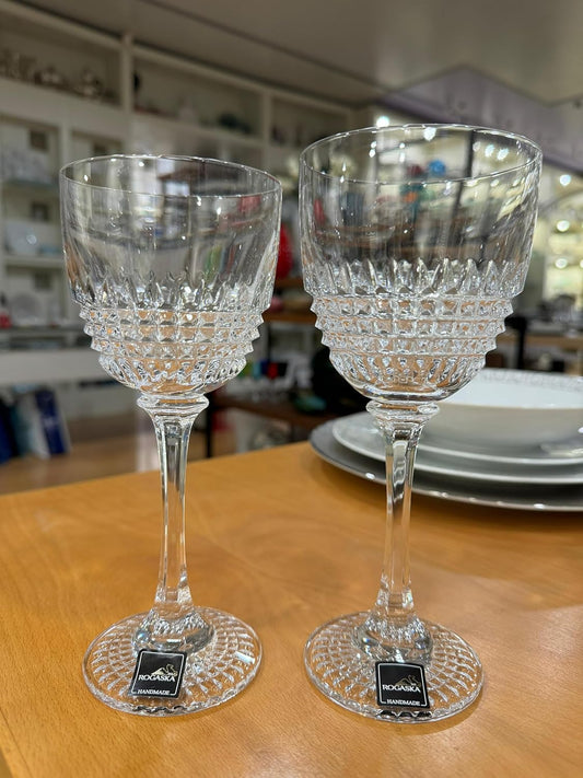 Rogaska Diamonds Wine Glasses Set Of 2