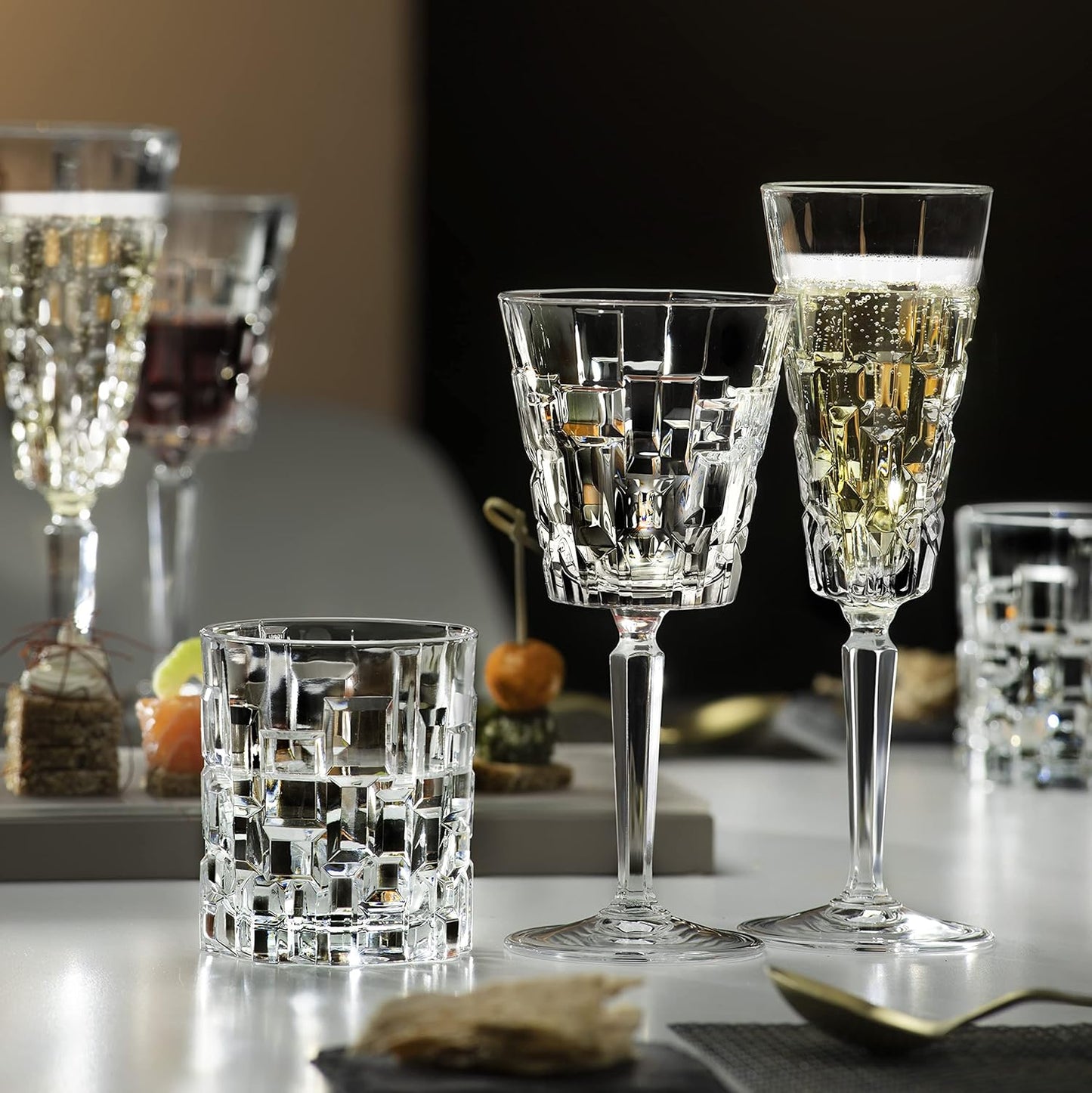 RCR Cristalleria Italiana ETNA Double Old Fashioned Crystal Whiskey Glasses - Set of 6 (330 ml,Italy Made)