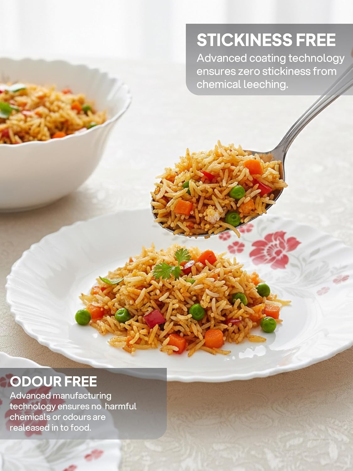 CELLO Scarlet Bliss Dazzle Series Opalware Dinner Set of 35 Pieces for Family of 6 | Bone-Ash Free & Leadfree Opal Glass, Microwave & Dishwasher Safe, Plates & Bowls Crockery Set for Dining & Gif