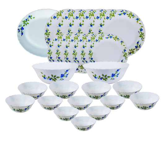 Cello Opalware Imperial Collection Moon Rose Dinner Set, 27-Pieces