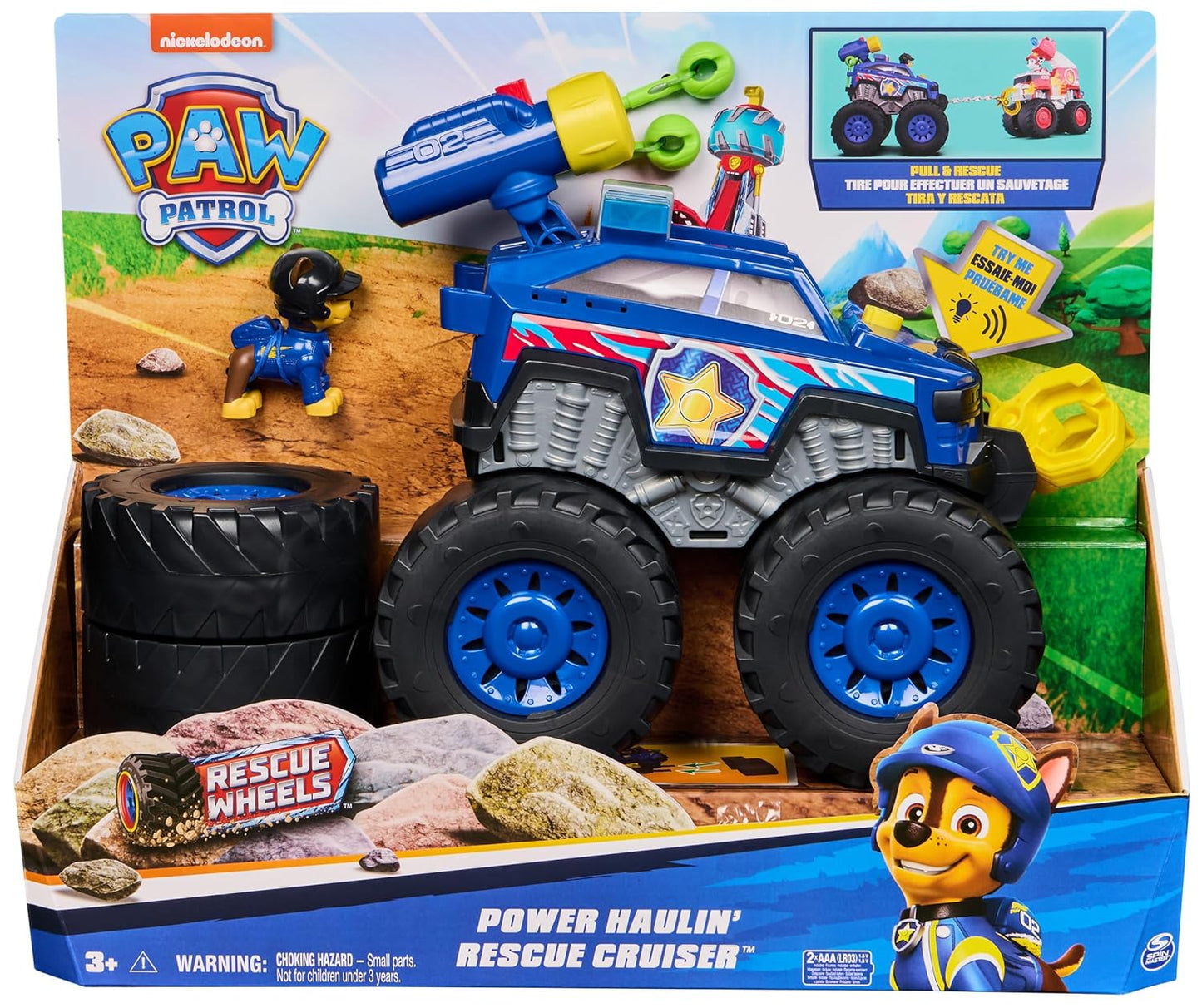 PAW Patrol Rescue Wheels Chases Deluxe Monster Truck with Bullet Drop, Motorised Winch, Lights & Sounds, Toy for Children from 3 Years