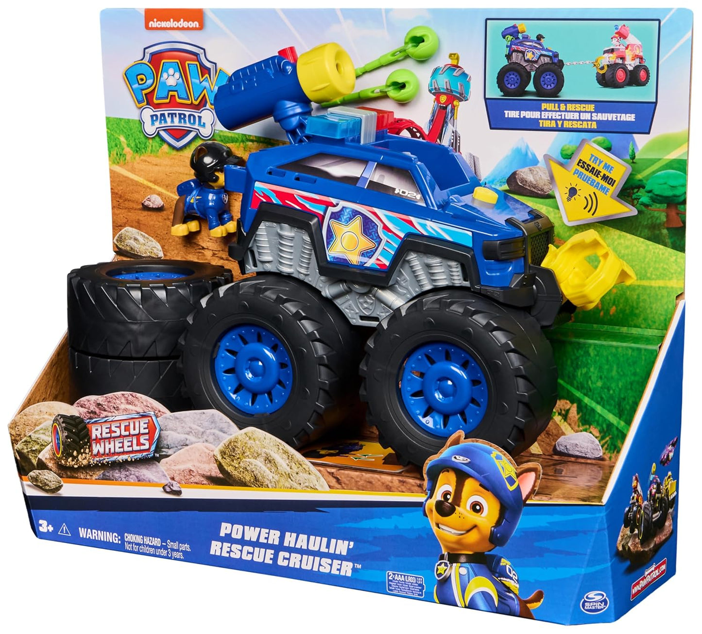 PAW Patrol Rescue Wheels Chases Deluxe Monster Truck with Bullet Drop, Motorised Winch, Lights & Sounds, Toy for Children from 3 Years