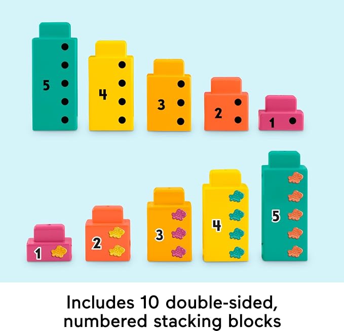 Fisher-Price Preschool Learning Toy Adding Alligator Counting Activity with 10 Stacking Blocks for Kids Ages 3+ Years