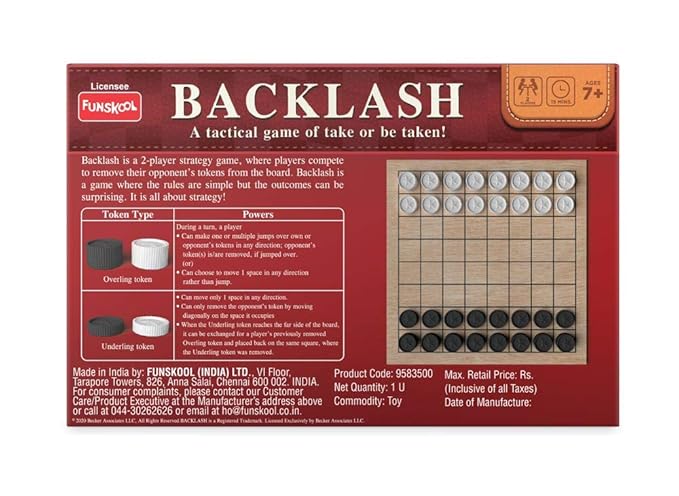 Funskool Kids Games,Backlash, Strategy Game,2 Players, Ages 7 and Above