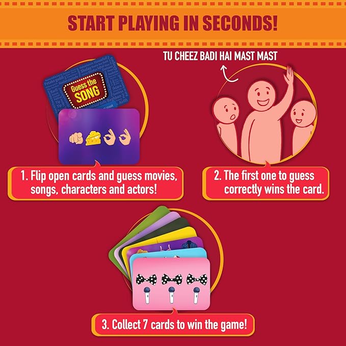 Gouda Games Bollywood Battle Card Game - Fast-Paced Trivia & Guessing Game, Fun for Game Nights, Parties & Family Time, Gifts for Bollywood Fans, Board Game Lovers, Adults, Teens & Kids, 3-12 Players