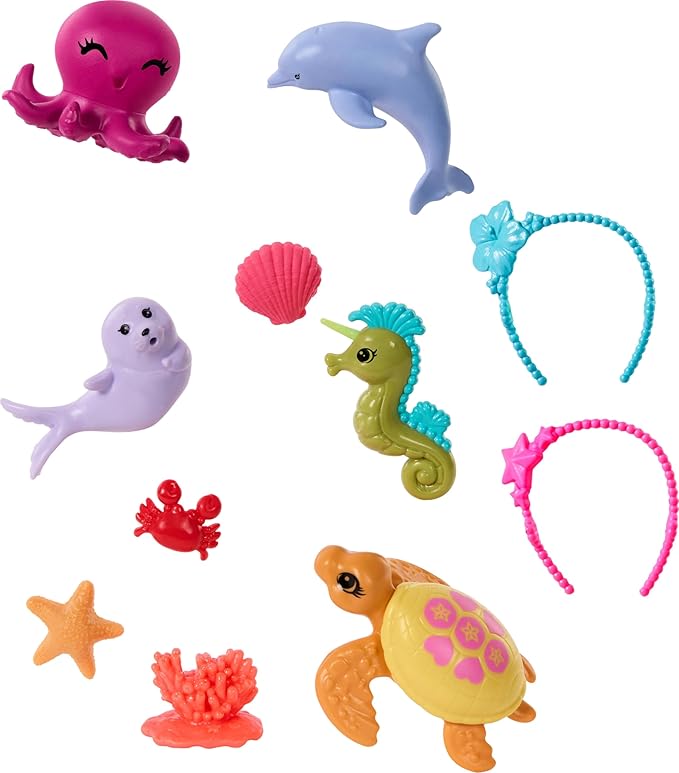 Barbie Mermaid Dolls 2-Pack with Sea Animals, Headbands & Ocean Accessories