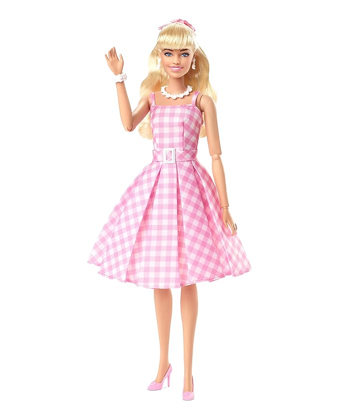 Barbie™ The Movie Doll Wearing Pink and White Gingham Dress with Daisy Chain Necklace